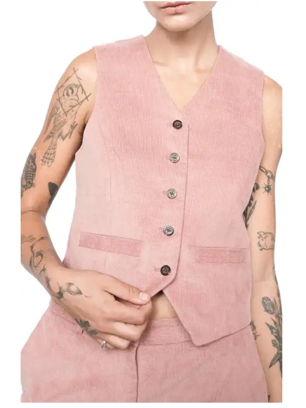 WILDFANG The Essential Corduroy Vest & Pants in Dusty Rose, Vest-Large, Pants-14